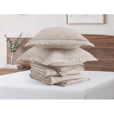 Literie courte de taille courte - ensemble de literie pour courtepointe pour couvre-lit de style campagnard, couvre-lit léger, ensemble de 3 pièces avec couvre-lit de 90 po x 96 po et 2 taies décoratives, édredon toutes saisons