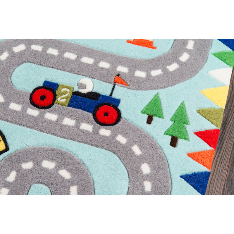 Tapis bleu touffeté à la main Gandara, Rectangle 4 pi x 6 pi