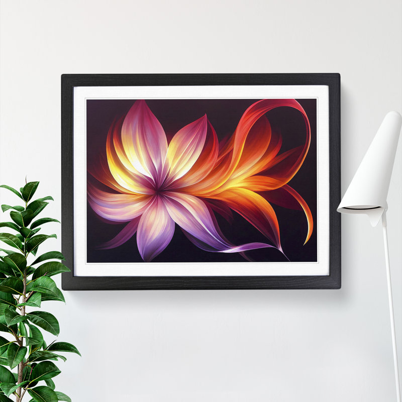 Incredible Modern Flower Abstract - Single Picture Frame Print, Black, 34cm H x 46cm W x 2cm D