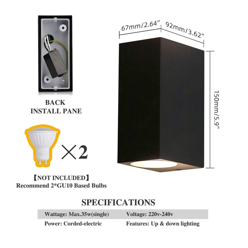 Matte Black 15cm H Outdoor Sconce