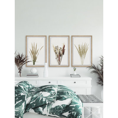 Graminées et fleurs triptyque