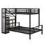 Lit superposé en métal avec escalier de rangement simple au-dessus de lits doubles et garde-robe ouverte-1228515554