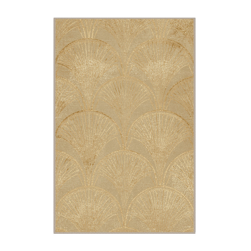 Soft Plush Fehrenbach New Years Modern & Contemporary Abstract Area Rug in Beige – Beige Binding, 5x8