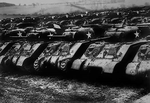 « sherman tanks », reproduction de photo, H 24 po x l 36 po x P 1,5 po