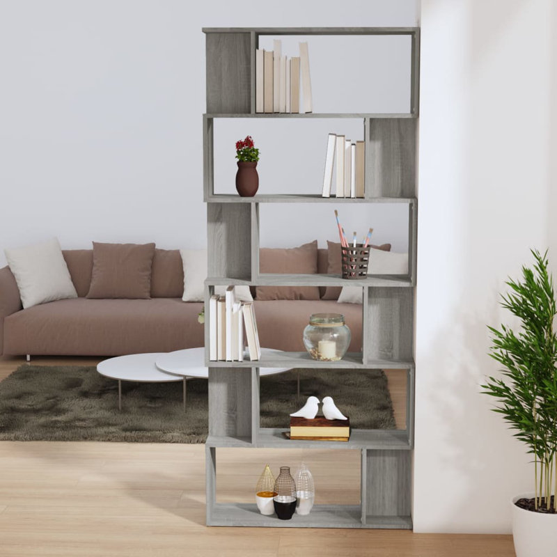 Loriner 192cm H x 80cm W Step Bookcase, Grey Sonoma