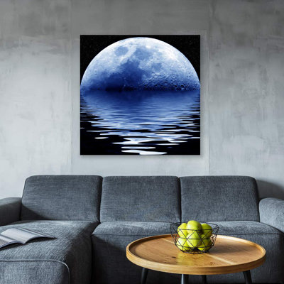 Lune illuminant l'océan bleu X10 sur toile