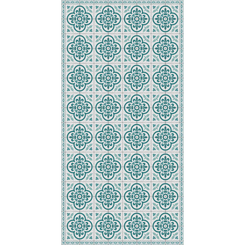 Santos Blue Easy to Clean Vinyl Mat, Rectangle 2' x 4'