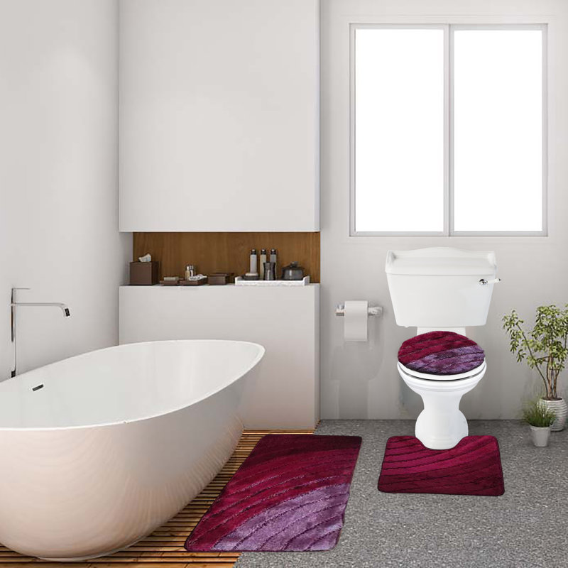 Crestside Non-Slip Bath Rug, Galaxy Burgundy
