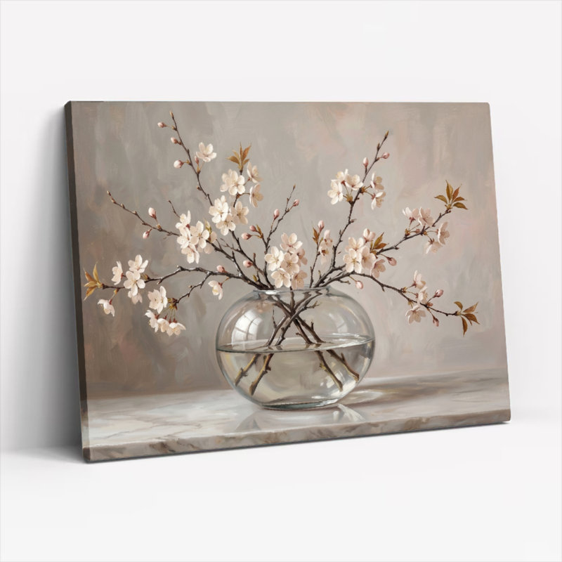 Ensemble de 1 tableau sur toile représentant un vase floral, H 20 po x l 30 po, Toile tendue