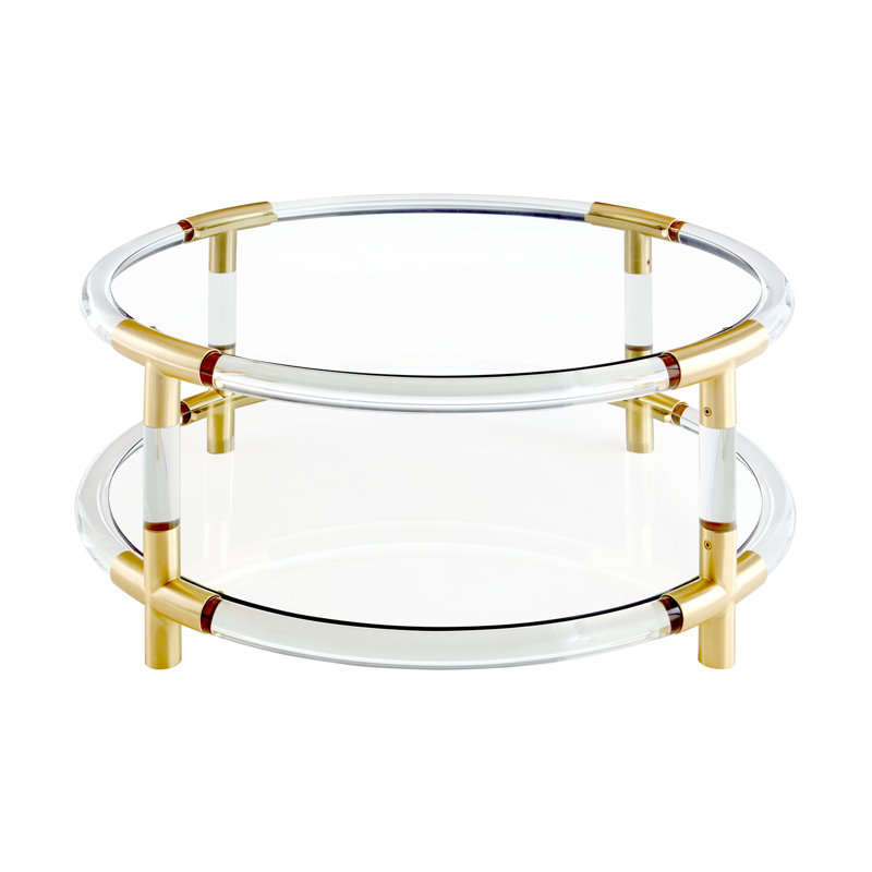 Jacques Clear Acrylic and Brushed Brass Round Coffee Table