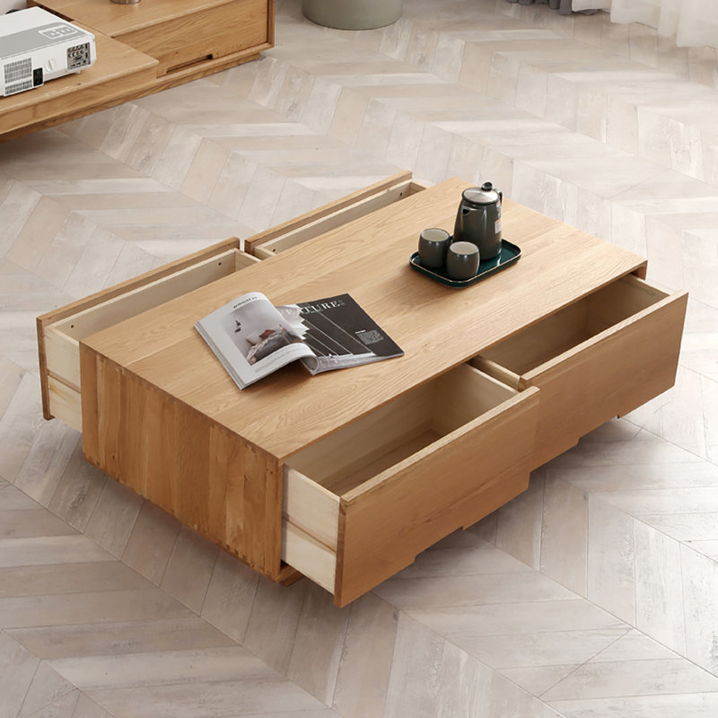 Simple wood color coffee table, 13.8" H x 59.1" L x 25.6" W