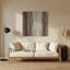 Art mural horizontal en taupe rayé blanc et métal gris-1137514483