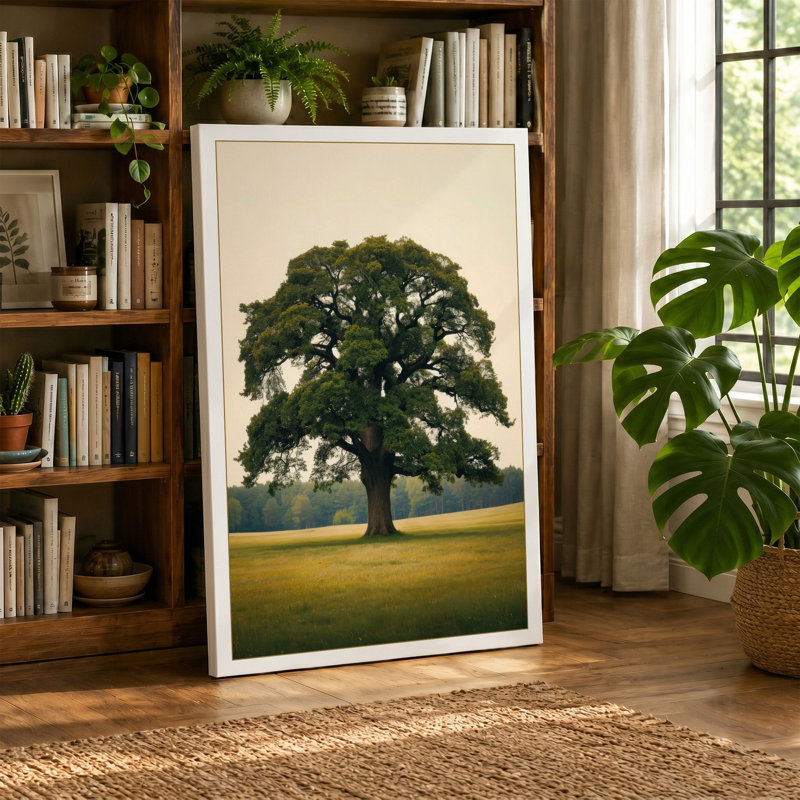 Solitary Oak Scandinavian - Wrapped Canvas, Black Border, 30x20 - 76.2 x 50.8 cm