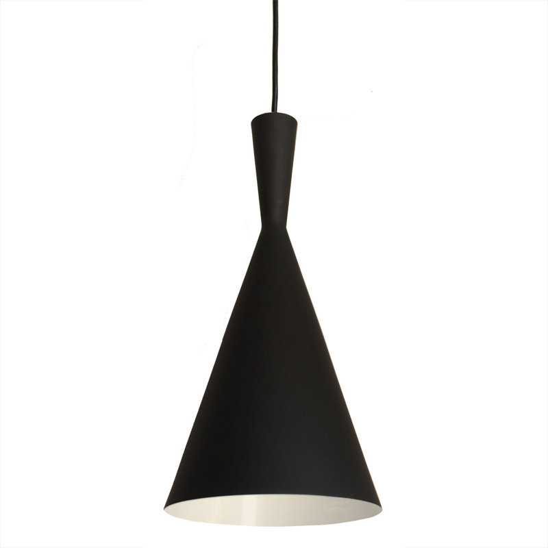 Luminaire suspendu conique à 1 lumière Roberson, Noir / Blanc