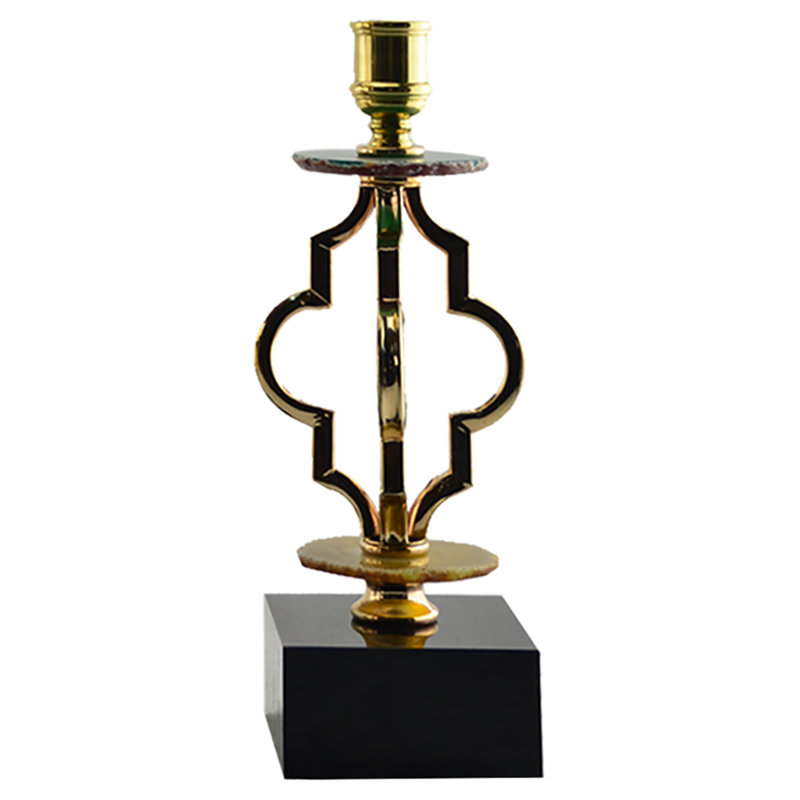 11.42'' Agate/Metal/Crystal Tabletop Candlestick