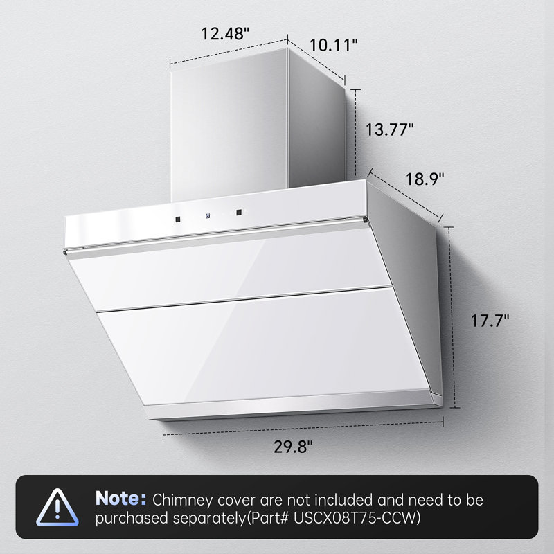 SNDOAS 30" 1000 CFM Convertible Range Hood with Baffle Filter, White