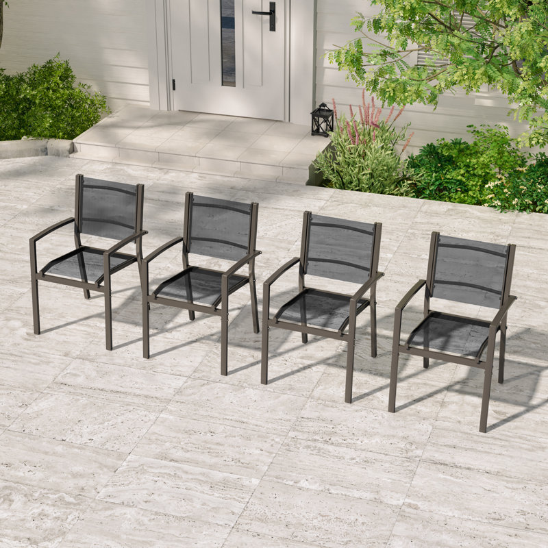 Chaise de patio (ensemble de 4), Noir