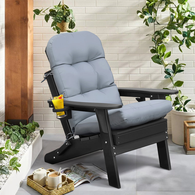 Outdoor 4'' Adirondack Chair Seat Cushion, Two-Piece Set, Gray