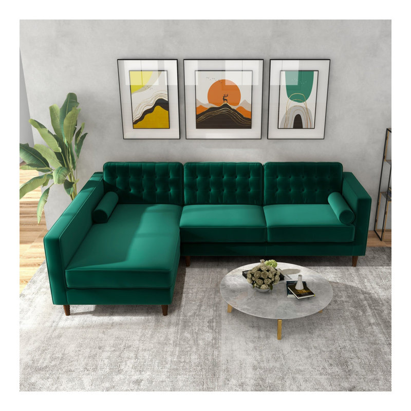 Canapé modulaire en velours vert Christian