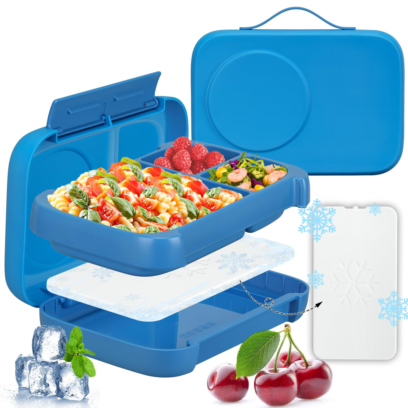 Prep & Savour Kids Bento Lunch Box with Built-in Ice Pack – 3 ...
