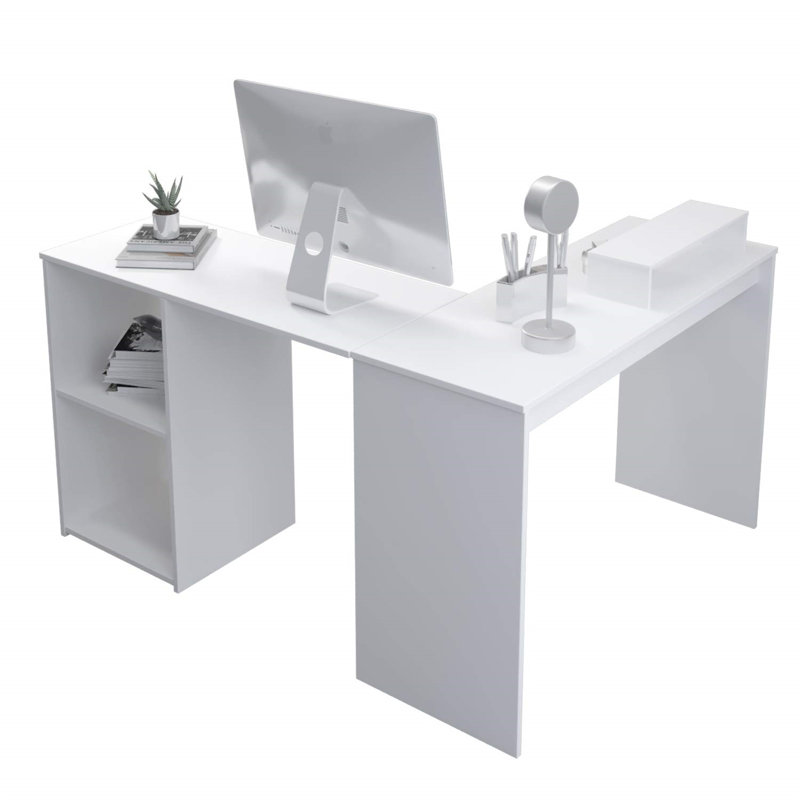 Erris L-Shaped Computer Desk, White, 74cm H x 130cm W x 40cm D