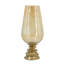 Vase en verre D7.5X16.5 "avec finition ambre et base en métal doré
