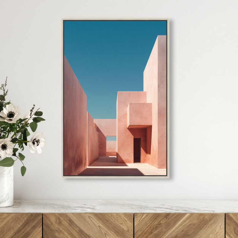 Structured Pink II Print by Oliver Gal, 16"H x 11"W, Silver Floater Frame