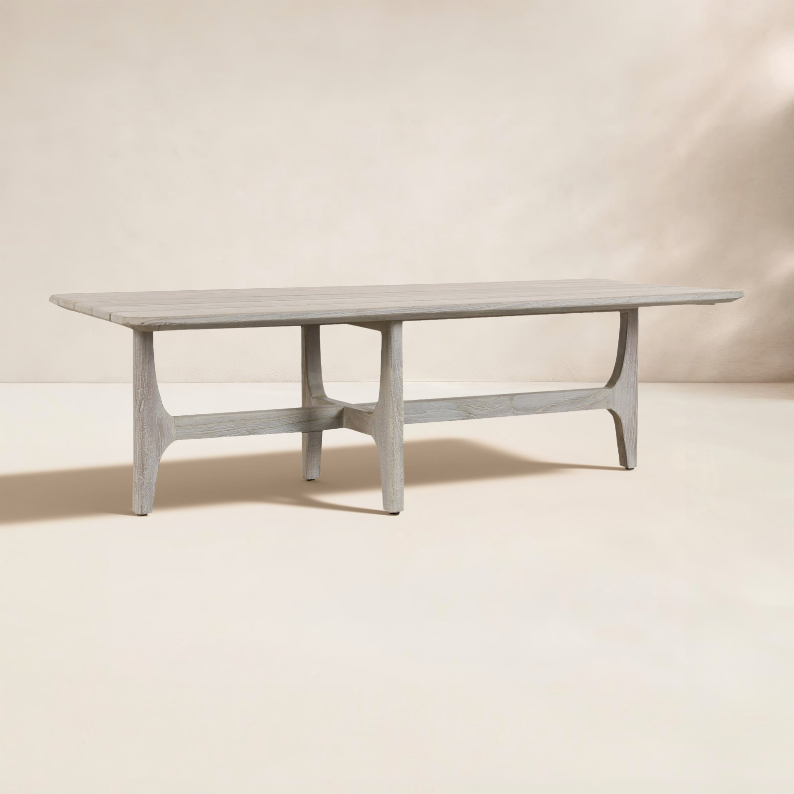 Dawn 55" Teak Patio Table, Gray Matte