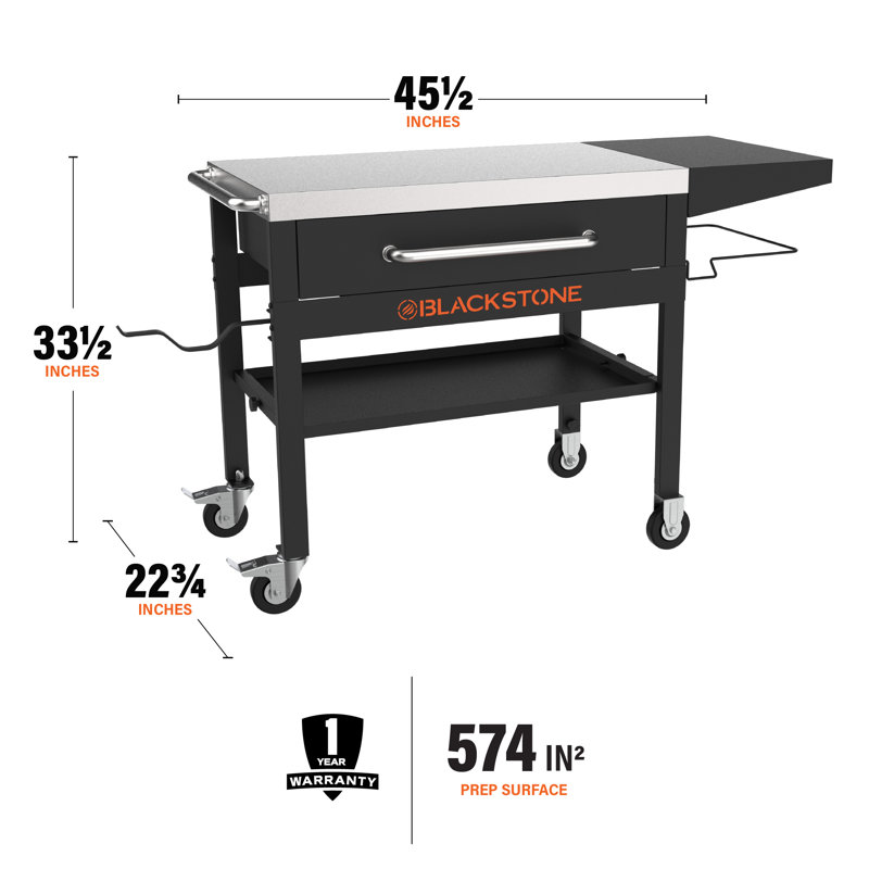Blackstone Original 28" Prep Table Cart with Drawer and Side Shelf