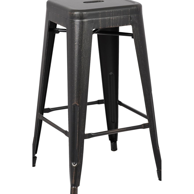 Art Backless Industrial Bar Stools  2 Pack , 30" Seat, Distressed Black Finish, Lightweight And Stackable, Suitable For Commercial Kitchens, 17" Width Depth, Abs Filler Kitchen Spaces, Abs+Pc