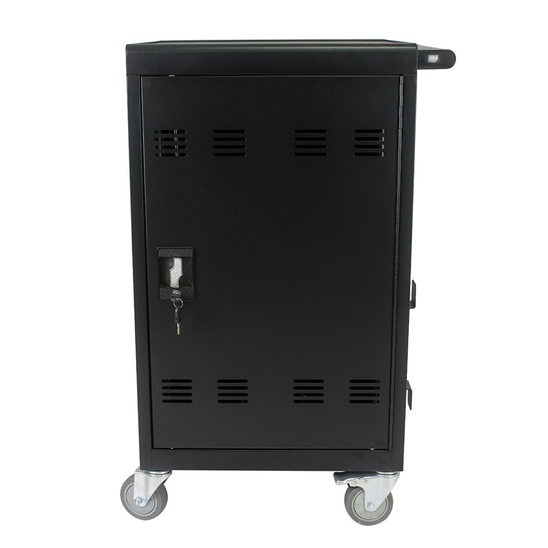 Chariot de charge mobile et armoire pour ordinateurs portables 30 tablettes avec serrure à combinaison - Noir, Noir mat