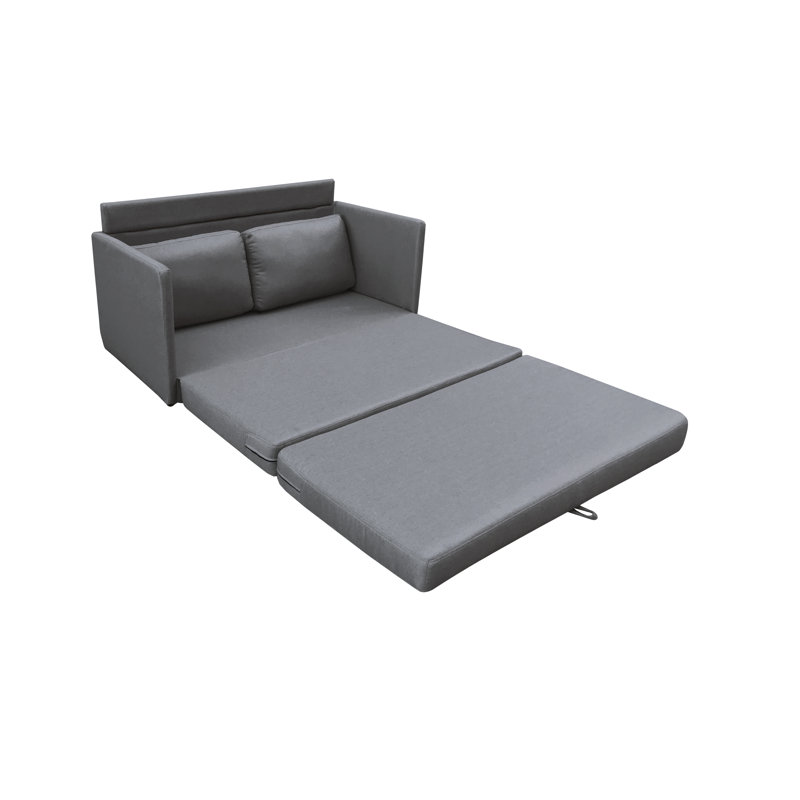 Canapé-lit à accoudoir carré 51 po Millsaps, Mélange de polyester gris foncé