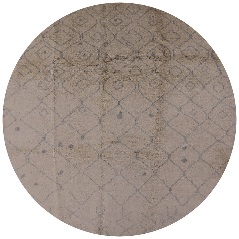 Tapis brun à motif géométrique Boomery, Rond 4 pi