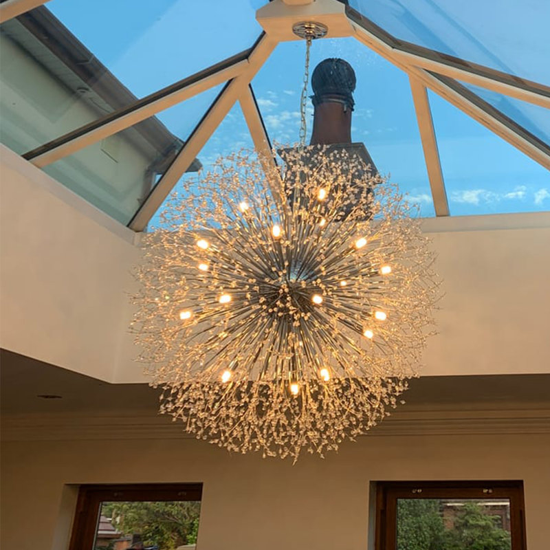 Lustre sphérique Spoutnik à intensité variable Lakeyah, H 39,4 po x l 39,4 po x P 39,4 po, Chrome chrome