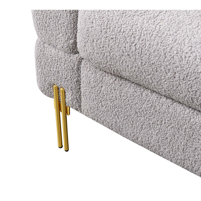 Canapé rembourré luxueux et confortable avec pieds et coussins, Gris