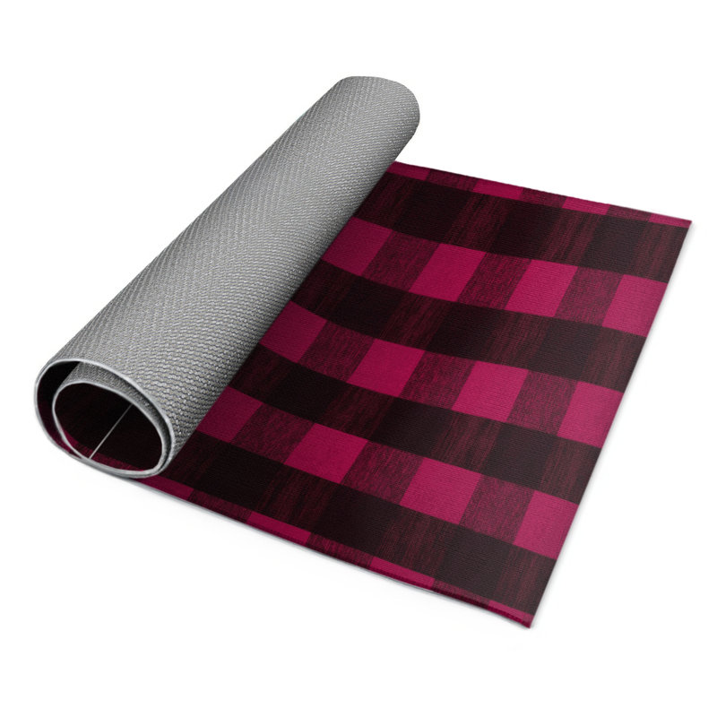 Tapis d'intérieur et d'extérieur à carreaux rouge, Rectangle 5 pi x 7 pi