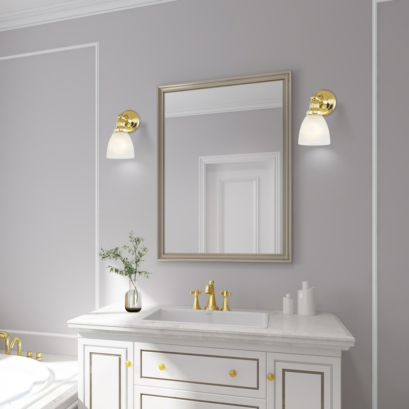 Amida Steel Armed Sconce, Polished Brass