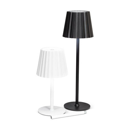  Lampe de table à abat-jour cannelée à DEL Trilite, lampe tactile rechargeable, hauteur réglable avec 3 niveaux de gradation, décor moderne pour bureau ou table de chevet, 15 po, noir
