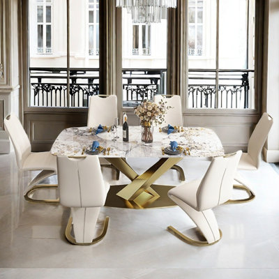 Light luxury simple rectangular dining table sets
