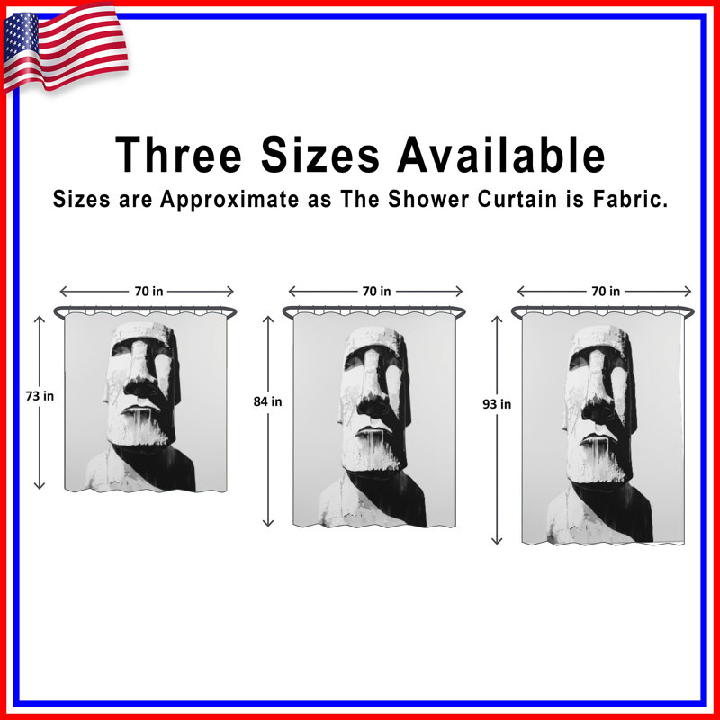 Rideau de douche Moai Statue Illustration, L 70 po x H 93 po