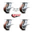 6 Inch Polyurethane Caster Set with Ball Bearing 4 Brake and 2 Swivel Lock SCC