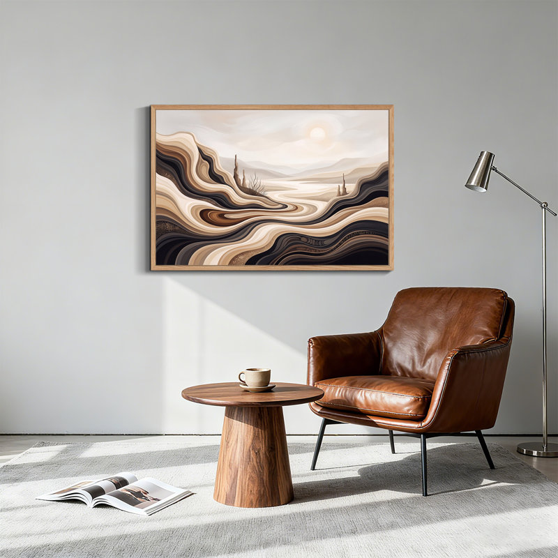 «Wavy Layered Hills in Earth Tones and sépia Sky», art mural sur toile, 24"H x36"W