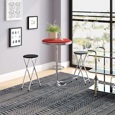 Mellette Round Glass Top Metal Base Dining Table