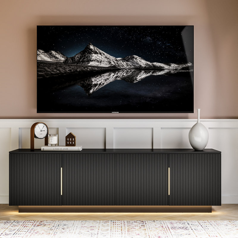 TV Stand with LED for TVs up to 75", Black