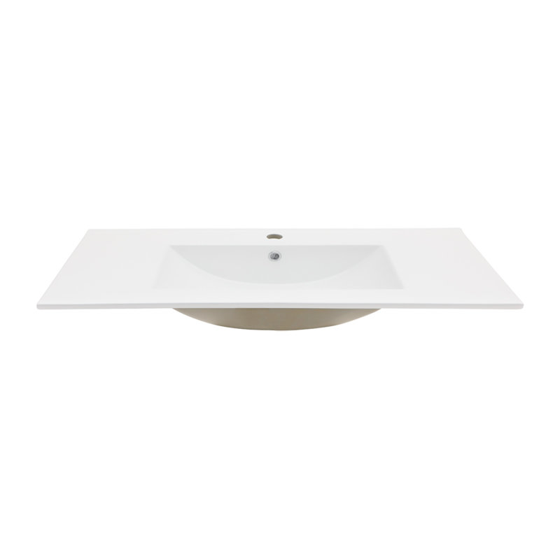 Plateau de meuble-lavabo simple blanc 36 po x 18 po avec 1 trou de robinet et trop-plein (lavabo seulement)