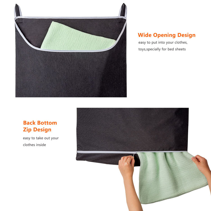 Panier à linge, sac de rangement suspendu XL, 36 po x 22 po, durable, grande capacité, imperméable, noir