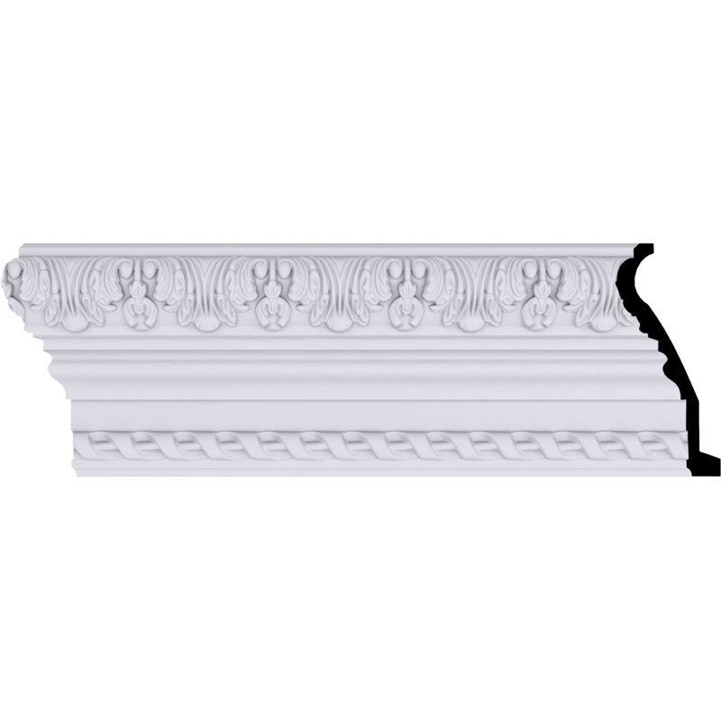 H 5 7/8 po x P 2 5/8 po x F 6 3/8 po x L 94 1/2 po (répétition 4 po) avec moulure à corde