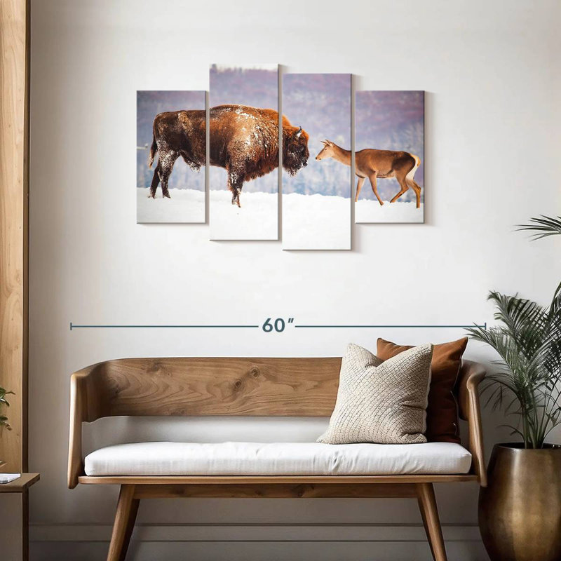 Brampt Bison And Deer In Winter