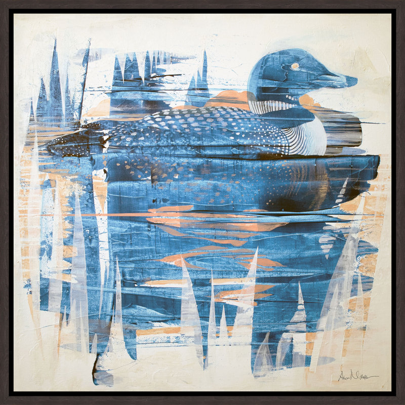 Loon Painting by Alexander Nikanpour, Brush Gel, 31.75" H x 31.75" W x 1.5" D