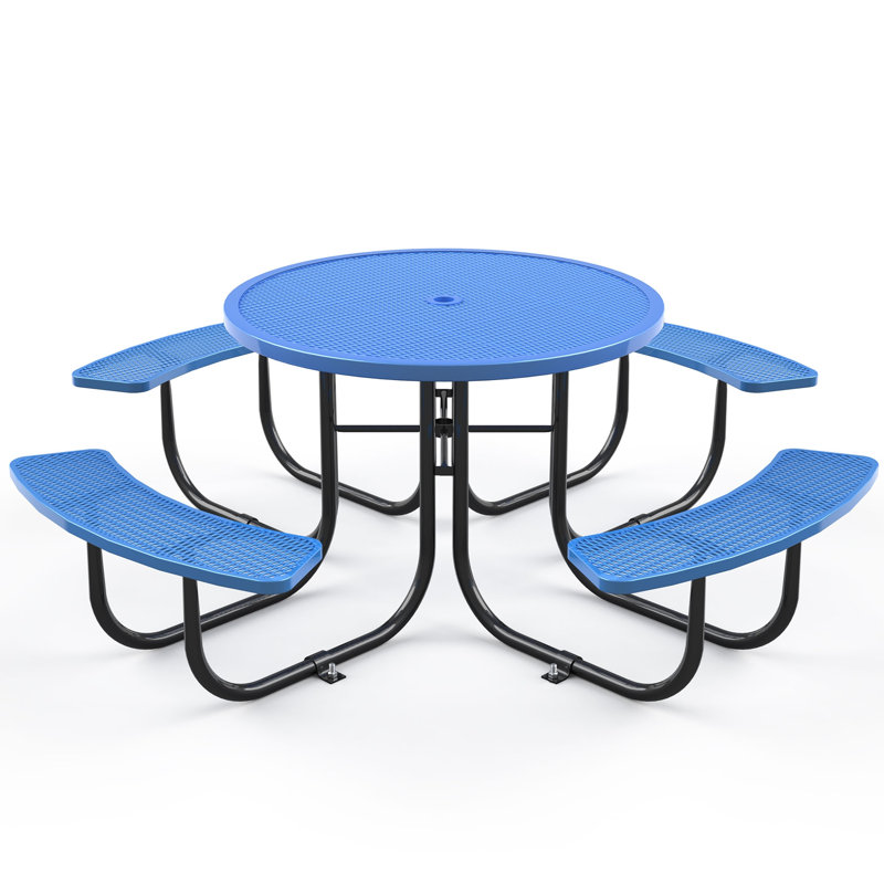 Square outdoor steel picnic table, Bleu